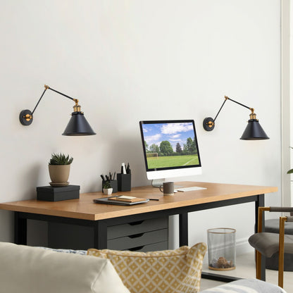 Malryn Set of 2 Modern Adjustable Swing Arm Lights Plug-in/Hardwired Wall Sconces