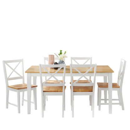 Simple Living Crossback White/ Natural 7-piece Dining Set