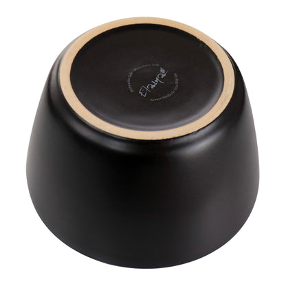 Stoneware Dinnerware 16 Piece Set in Black with Gold Rim