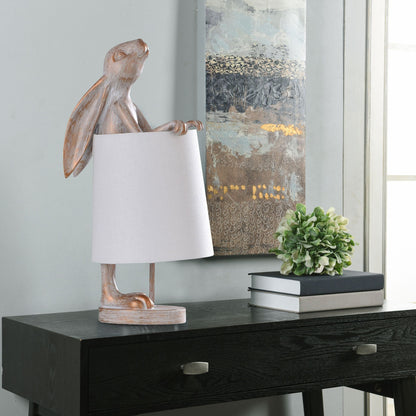 StyleCraft Malta White Washed Light Copper Rabbit Desk Lamp