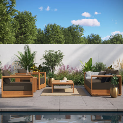 Tahoe Outdoor Patio Acacia Wood 5-Piece Furniture Set