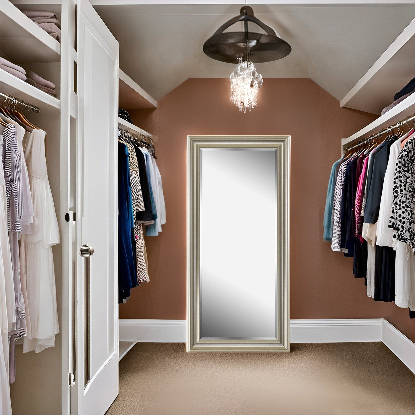 Tall Mirror Full Body Oversized Mirror Smooth Faux Wood Frame Rectangle Wall Mounted Hanging Mirror