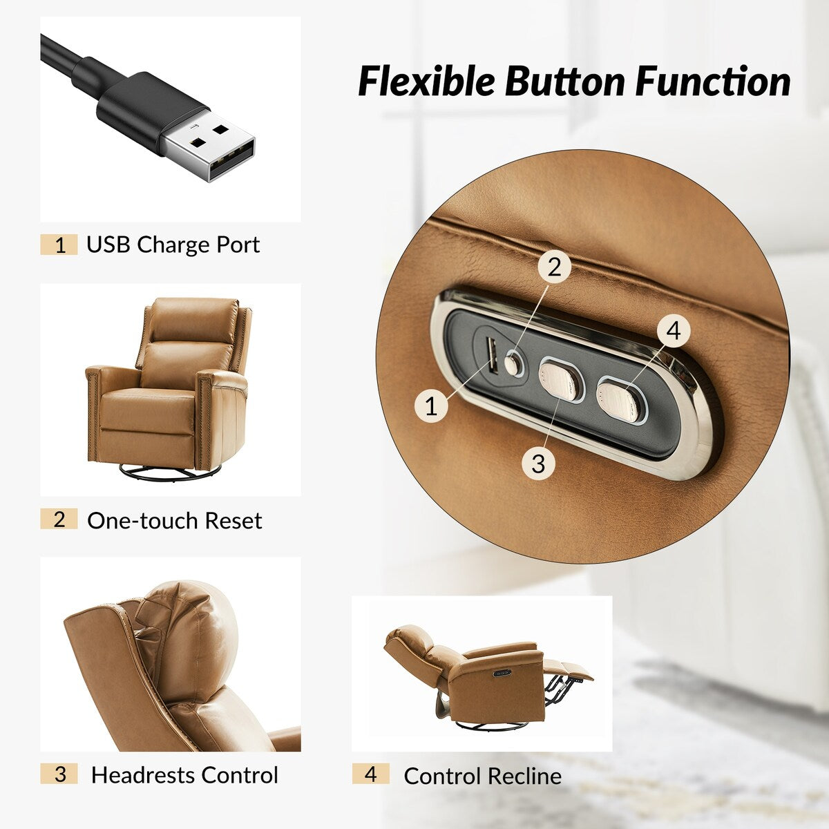 Tobias Traditional Swivel And Rocker Power Recliner Set of 2 by HULALA HOME