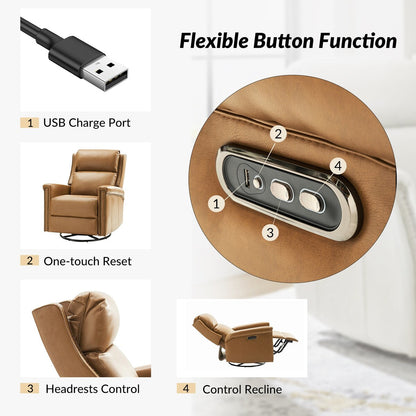 Tobias Traditional Swivel And Rocker Power Recliner Set of 2 by HULALA HOME