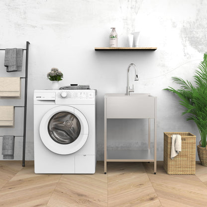 Transolid EWS-2422S 24-in W x 22-in D x 35-in H Stainless Steel Laundry Sink and Wash Stand - 24-in x 22-in