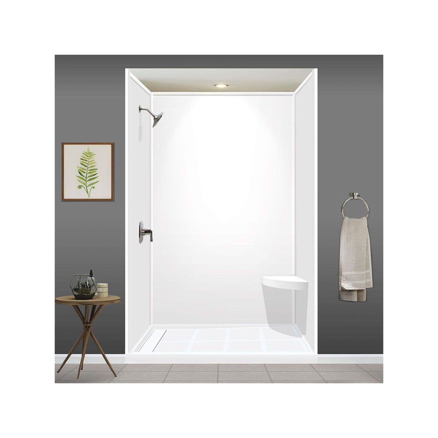 Transolid Studio 14-In X 14-In Solid Surface Wall-Mount Corner Shower Seat - 14.5 x 14.25 x 3