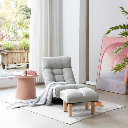 Upholstered Armless Recliner Set with Ottoman and Adjustable Headrest