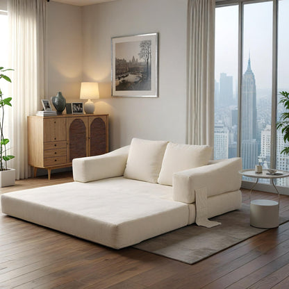 70.87 Upholstered Convertible Sleeper Sofa, Convertible Chair Floor Couch Comfy Sofa for Living Room, Bedroom, Chenille Fabric