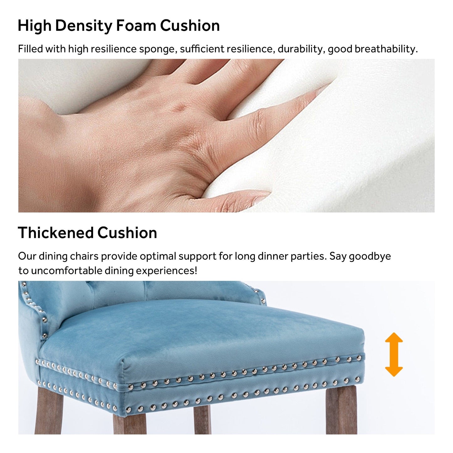 Upholstered Tufted Velvet Dining Chair with Solid Wood Legs Set of 6