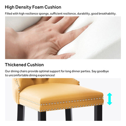 Upholstered Tufted Velvet Dining Chair with Solid Wood Legs Set of 6