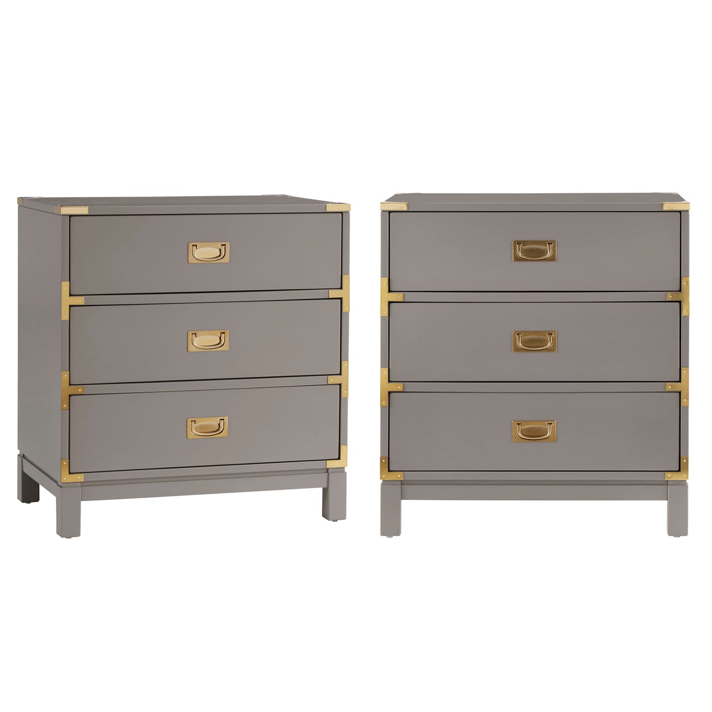 Valoria 3-Drawer Gold Accent Nightstand