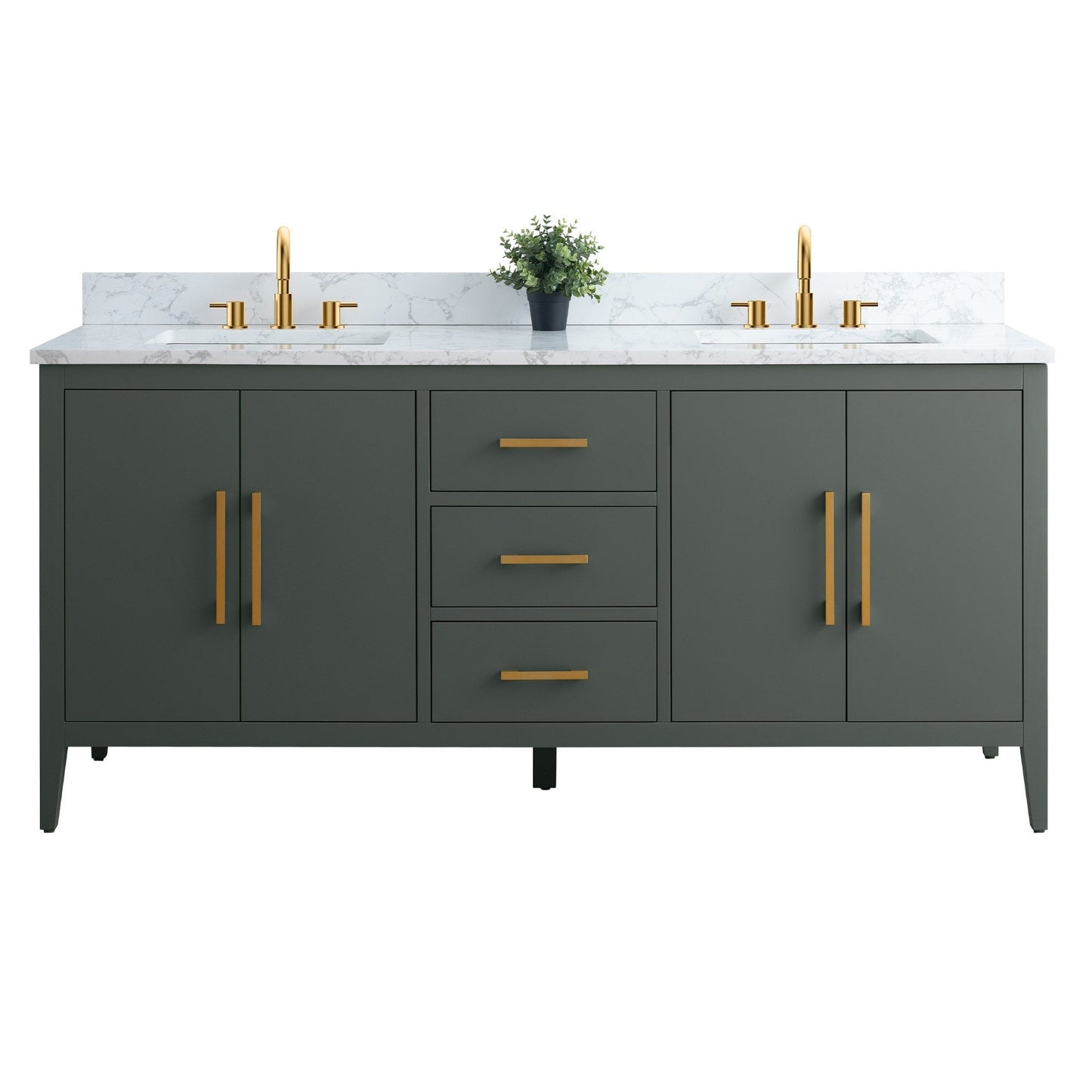 Vanity Art 72 Double Sink Bathroom Vanity Cabinet with Engineered Marble Top
