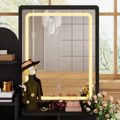 Vanity Set With Mirror and Lamp Home Makeup Dressing Table with Stool