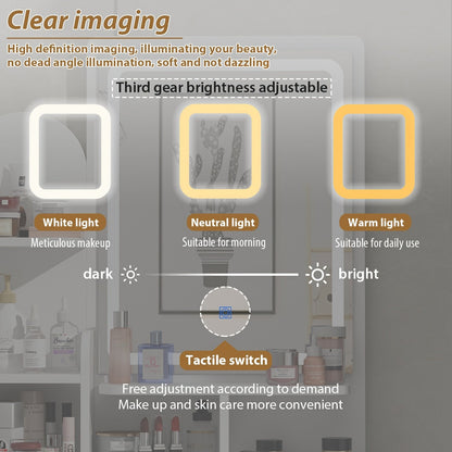 Vanity Set With Mirror and Lamp Home Makeup Dressing Table with Stool