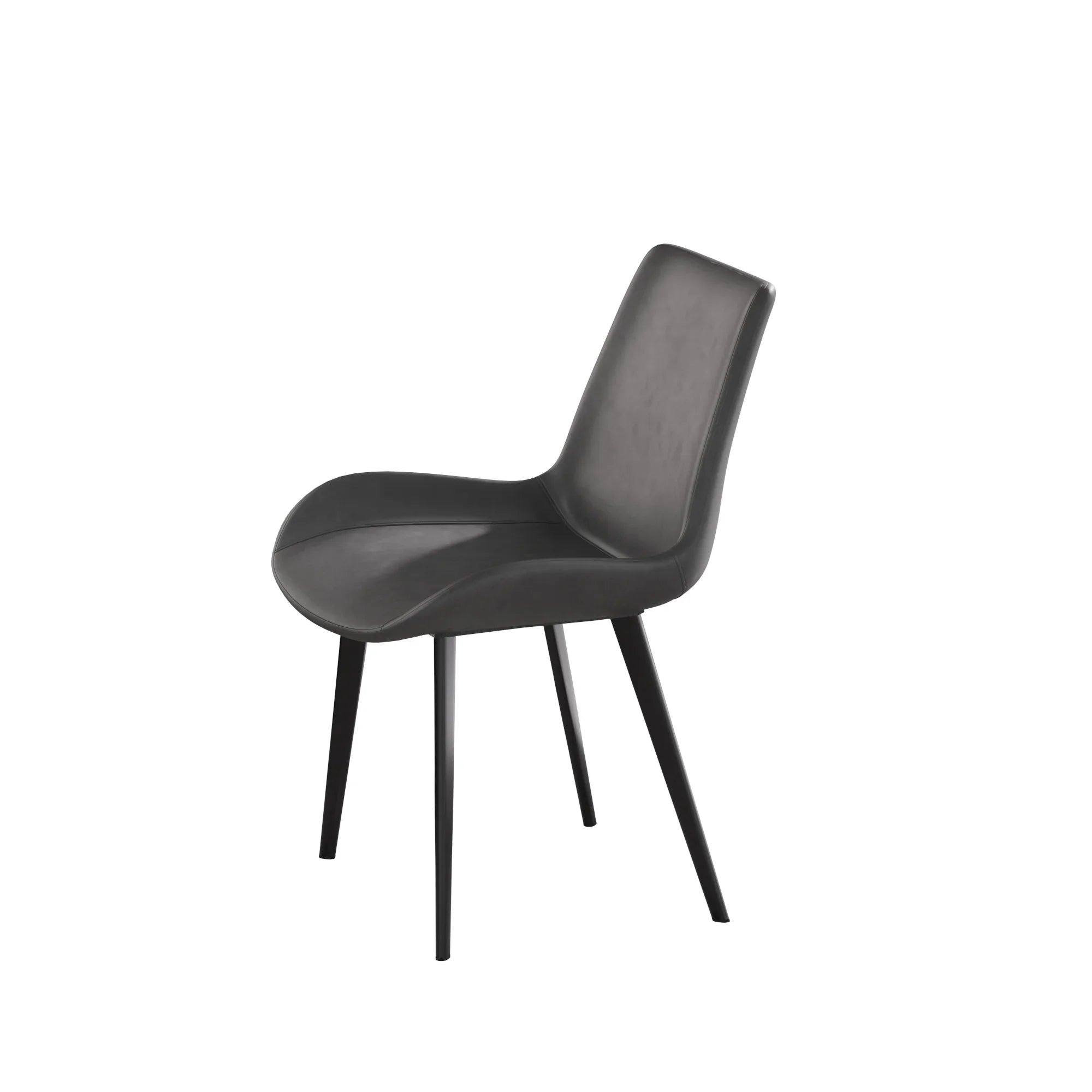 Chaises de salle à manger véganes à dossier complet | Ensemble de 2 en cuir PU gris