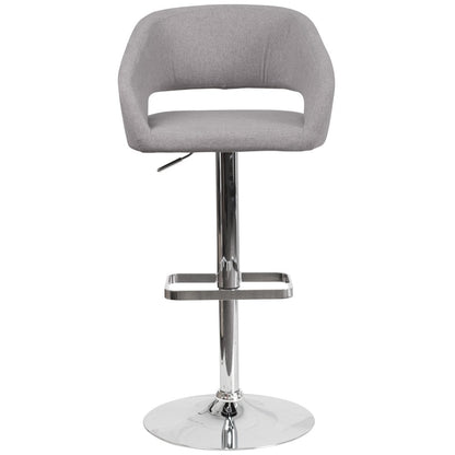 Modern Upholstered Adjustable-Height Barstool with Rounded Back