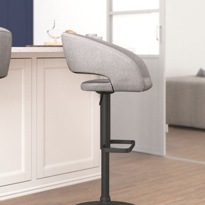 Modern Upholstered Adjustable-Height Barstool with Rounded Back
