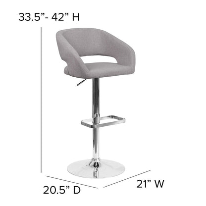 Modern Upholstered Adjustable-Height Barstool with Rounded Back