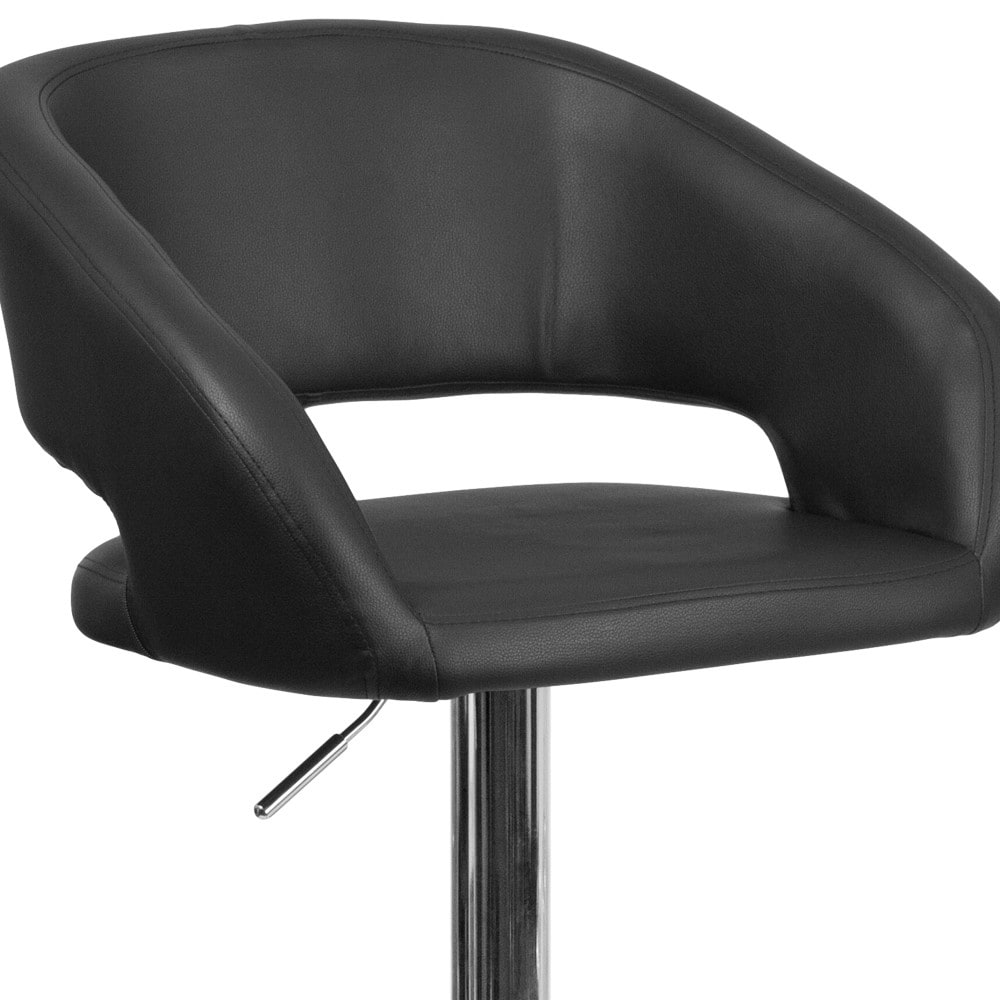 Modern Upholstered Adjustable-Height Barstool with Rounded Back