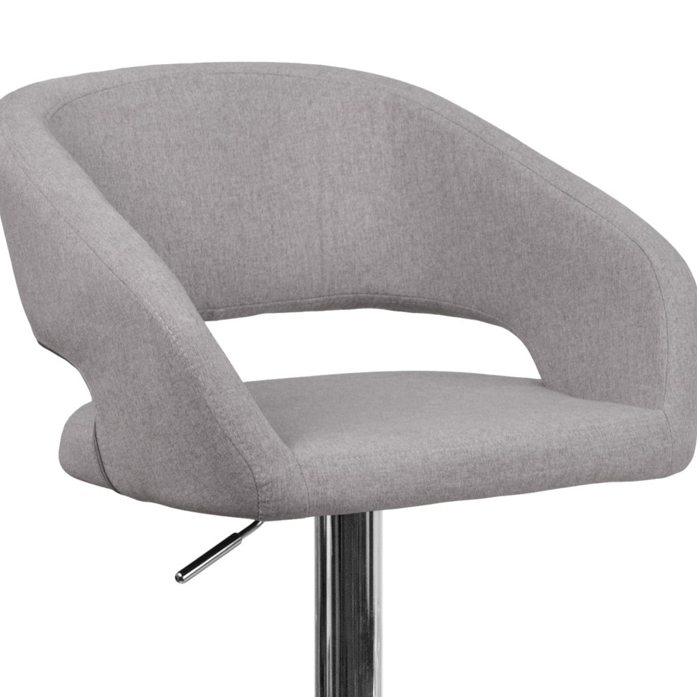 Modern Upholstered Adjustable-Height Barstool with Rounded Back