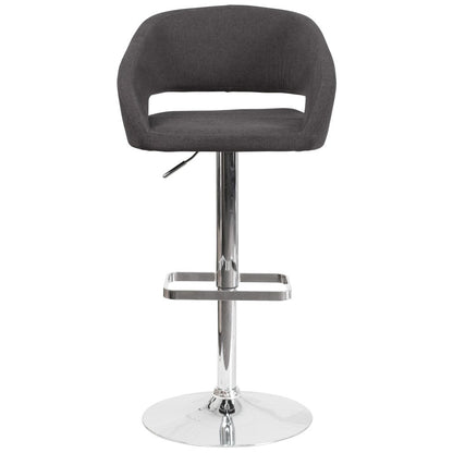 Modern Upholstered Adjustable-Height Barstool with Rounded Back