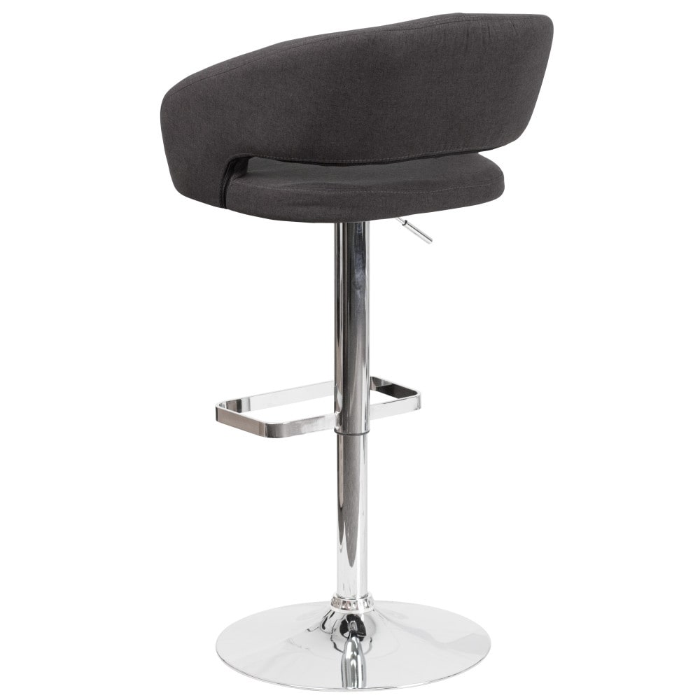 Modern Upholstered Adjustable-Height Barstool with Rounded Back