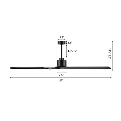 WINGBO 54 Inch DC Motor Indoor Ceiling Fan without Lights - N/A