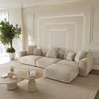 Canapés modulaires modernes Matrix | Canapé d'angle en velours côtelé beige 4 pièces, 3 places