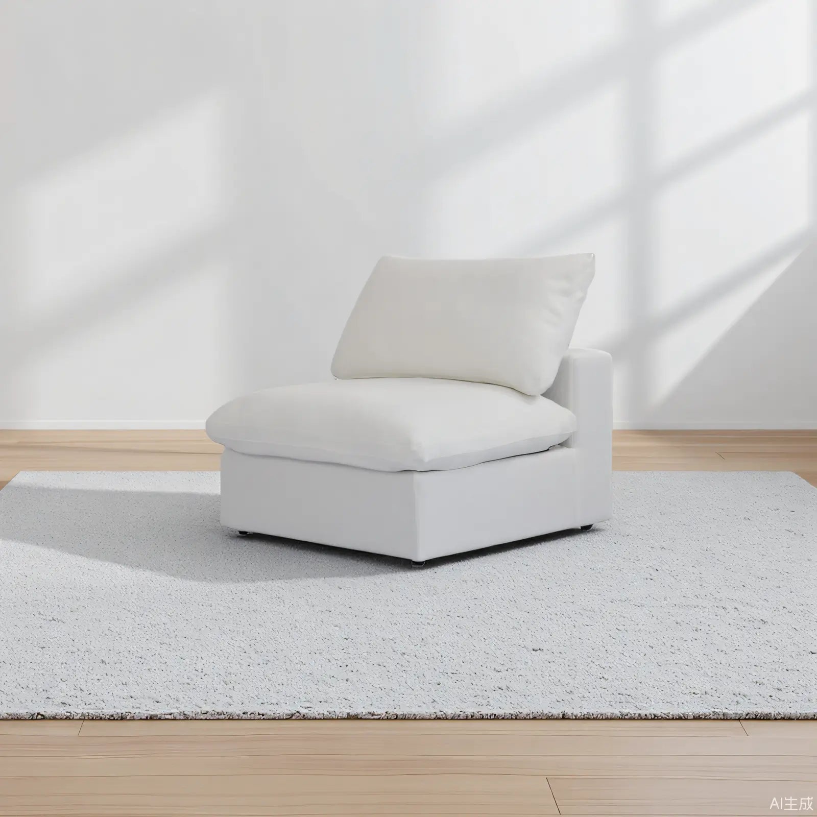 Canapés d'angle Deluxe Premium Cloud | Canapé 1 place sans accoudoirs en coton et lin blanc