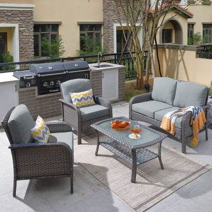 XIZZI 4-piece Outdoor Patio Furniture Conversation Set with Table