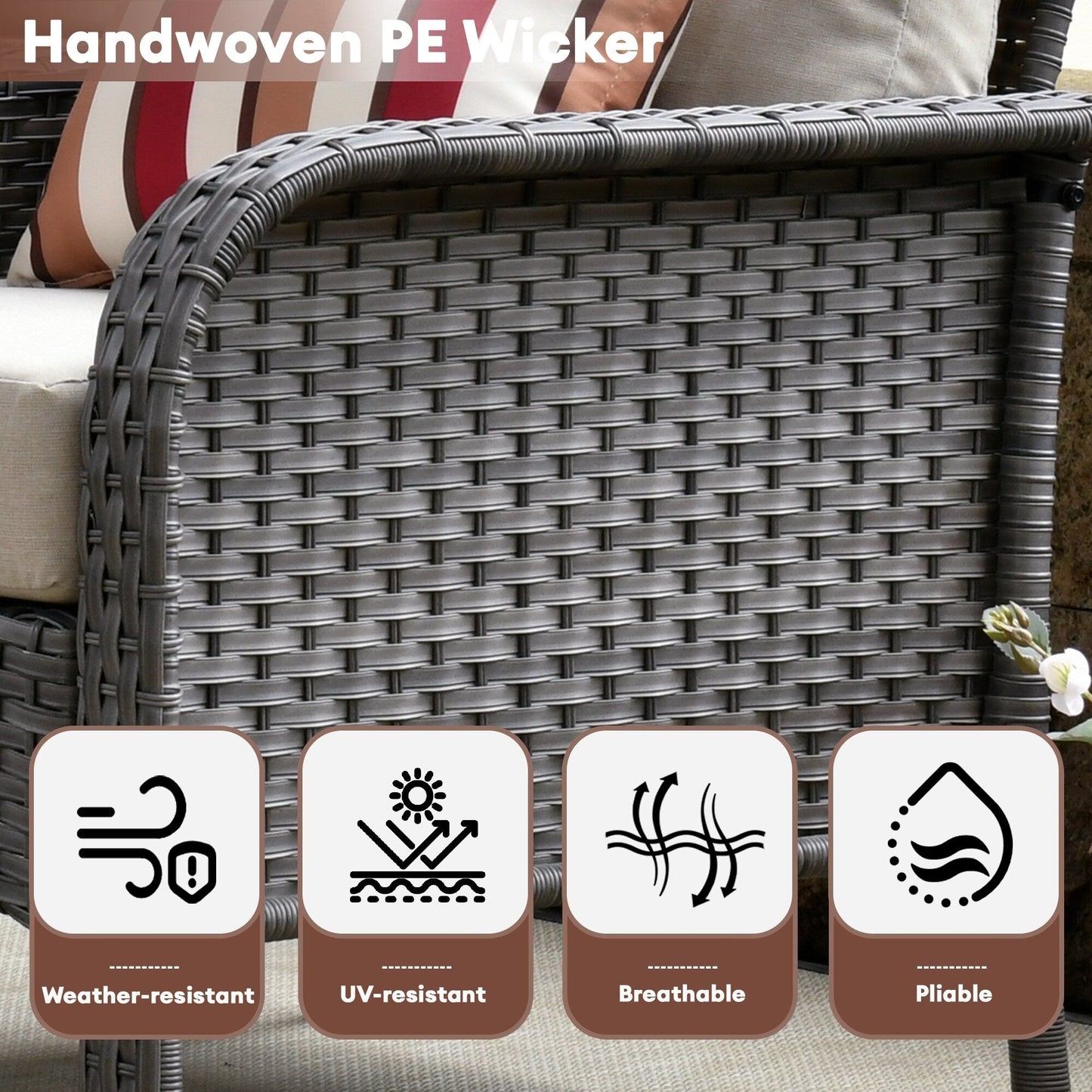 XIZZI 4-piece Outdoor Patio Furniture Conversation Set with Table