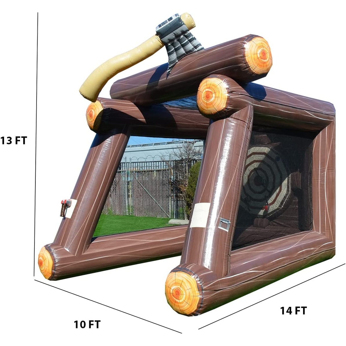 XJUMP Inflatable Axe Throwing Target Game with Air Blower and Foam Axes, Commercial Grade Rental, Lightweight, Outdoor Play