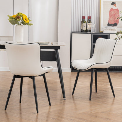 Modern Upholstered Leather Armless Dining Chairs Set of 2