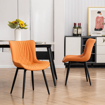 Modern Upholstered Leather Armless Dining Chairs Set of 2