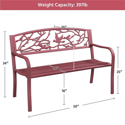 Yaheetech Patio Garden Bench Outdoors Metal Porch Chair - N/A