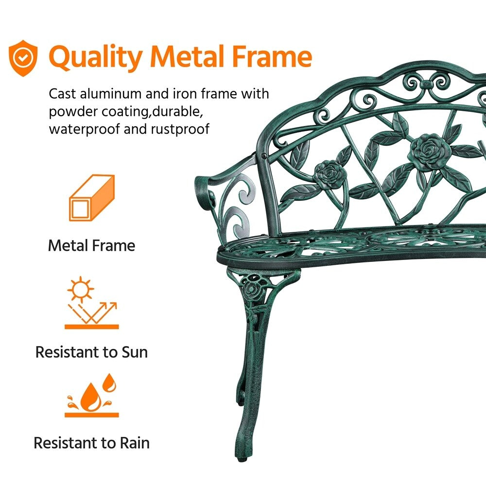 Yaheetech Outdoor Metal Bench Patio Park Garden Bench - N/A