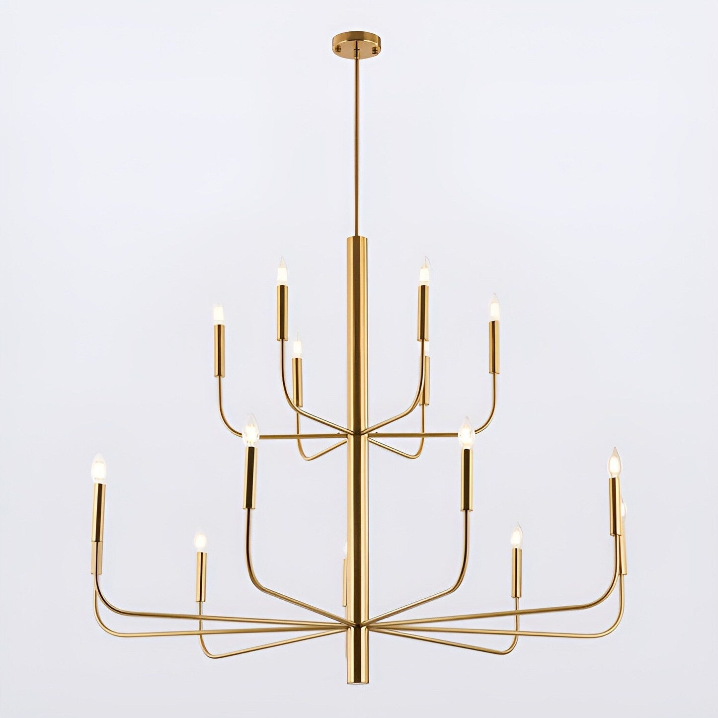15-Light Minimalist Candlestick Chandelier, 2 Tier Ancient Design - 48