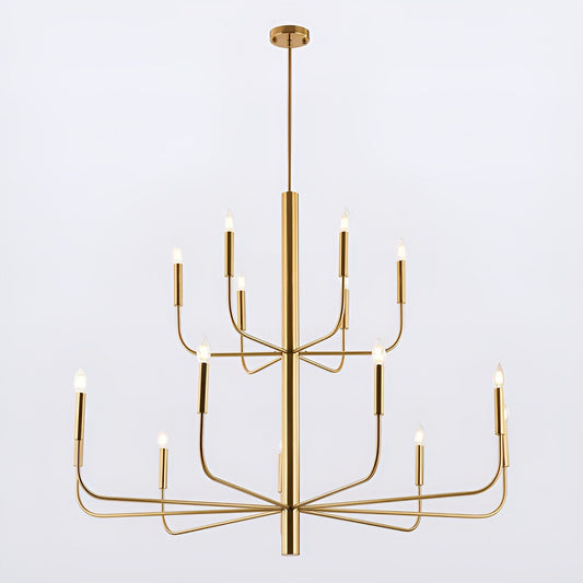 15-Light Minimalist Candlestick Chandelier, 2 Tier Ancient Design - 48