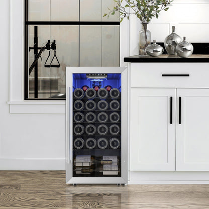 Yeego 17 Inch Single Zone 27-Bottle Freestanding Wine Cooler Mini Fridge - 16.9 inch