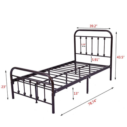 Alazyhome Simple Vintage Metal Platform Bed Frame, Easy-Assembly