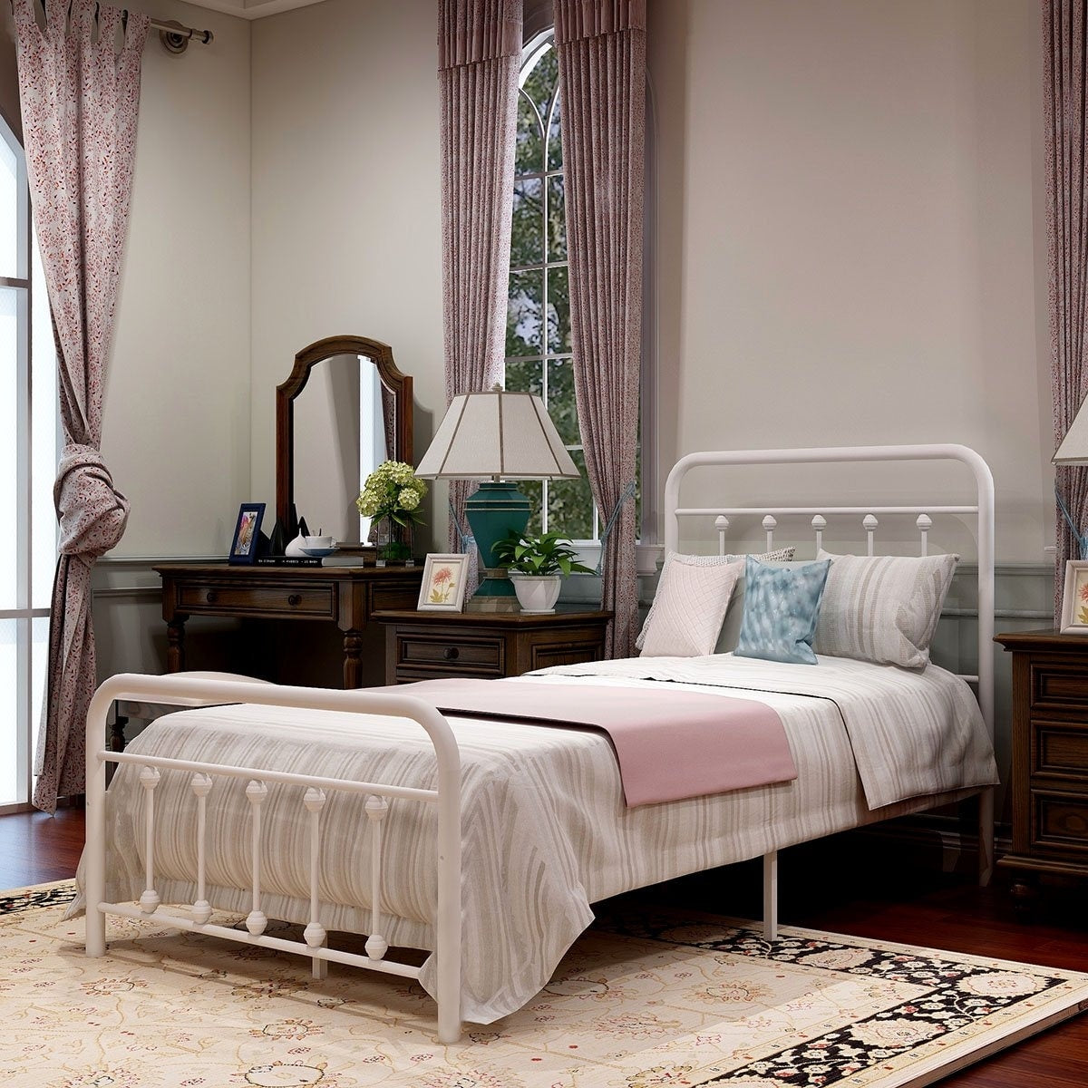 Alazyhome Simple Vintage Metal Platform Bed Frame, Easy-Assembly