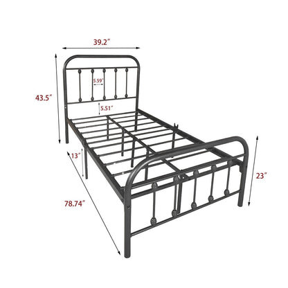 Alazyhome Simple Vintage Metal Platform Bed Frame, Easy-Assembly