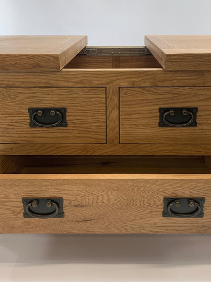 Petite table basse de rangement rustique